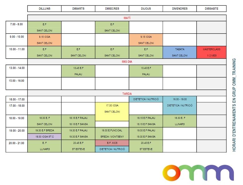 HORARI OMM_TRAINING